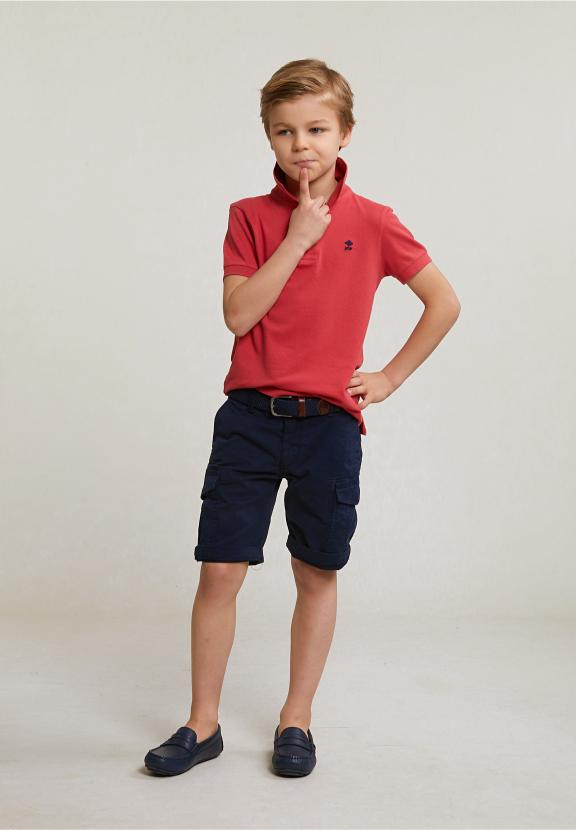 Custom Fit Cotton Basic Stretch Polo Sunset - Rood