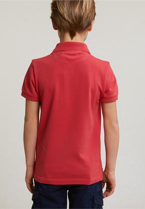 Custom Fit Cotton Basic Stretch Polo Sunset - Rood
