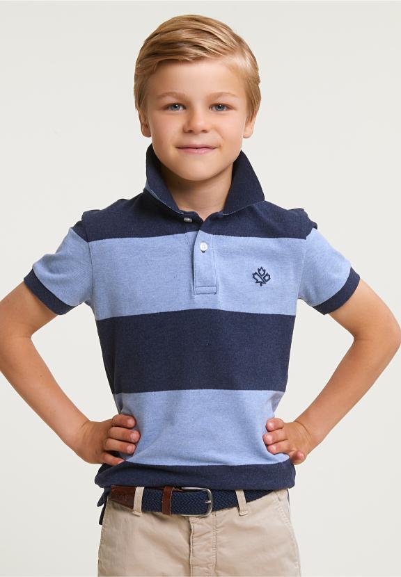 Custom Fit Striped Stretch Polo Night Blue Mix/Seashore Mix - Bleu