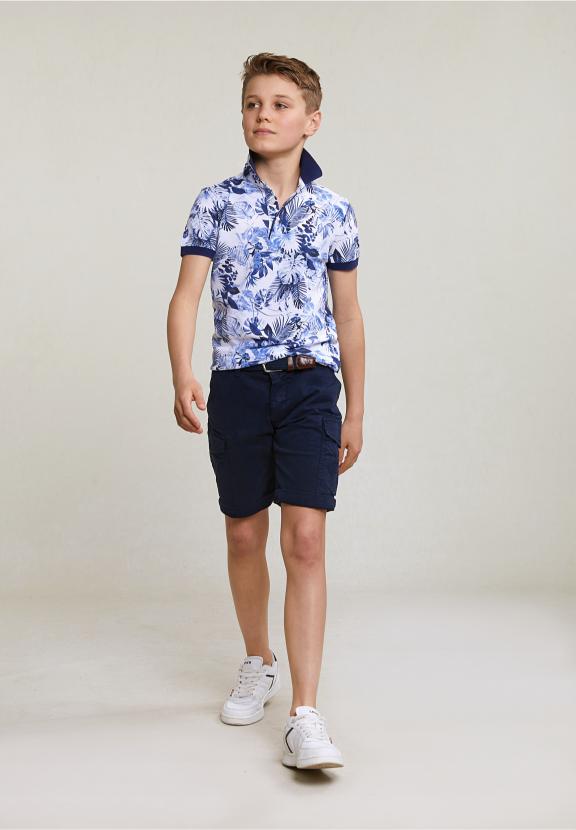 Custom Fit Cotton Floral Polo Off White - Wit