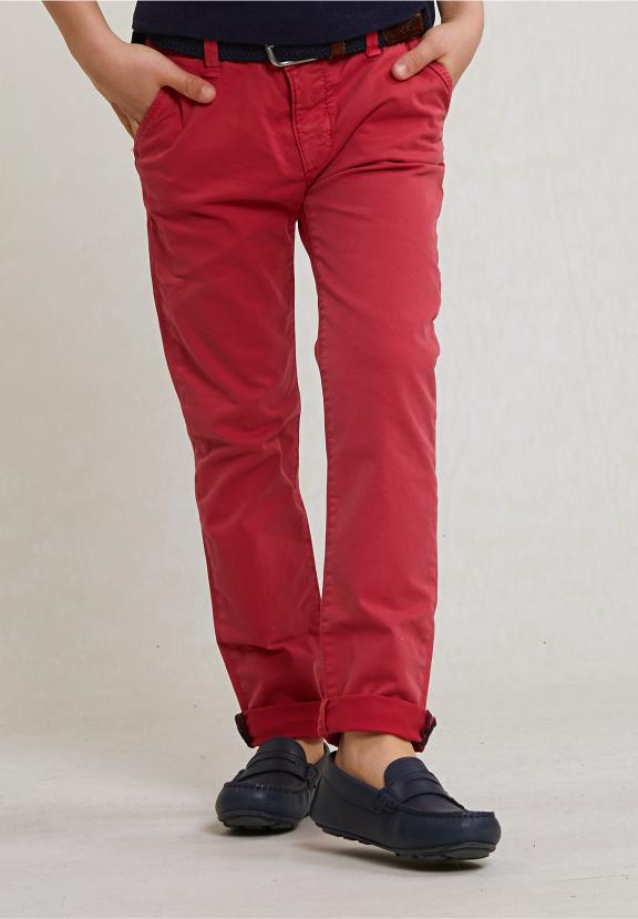 Slim Fit Basic Chino Pants Stretch Bloody Mary - Rood