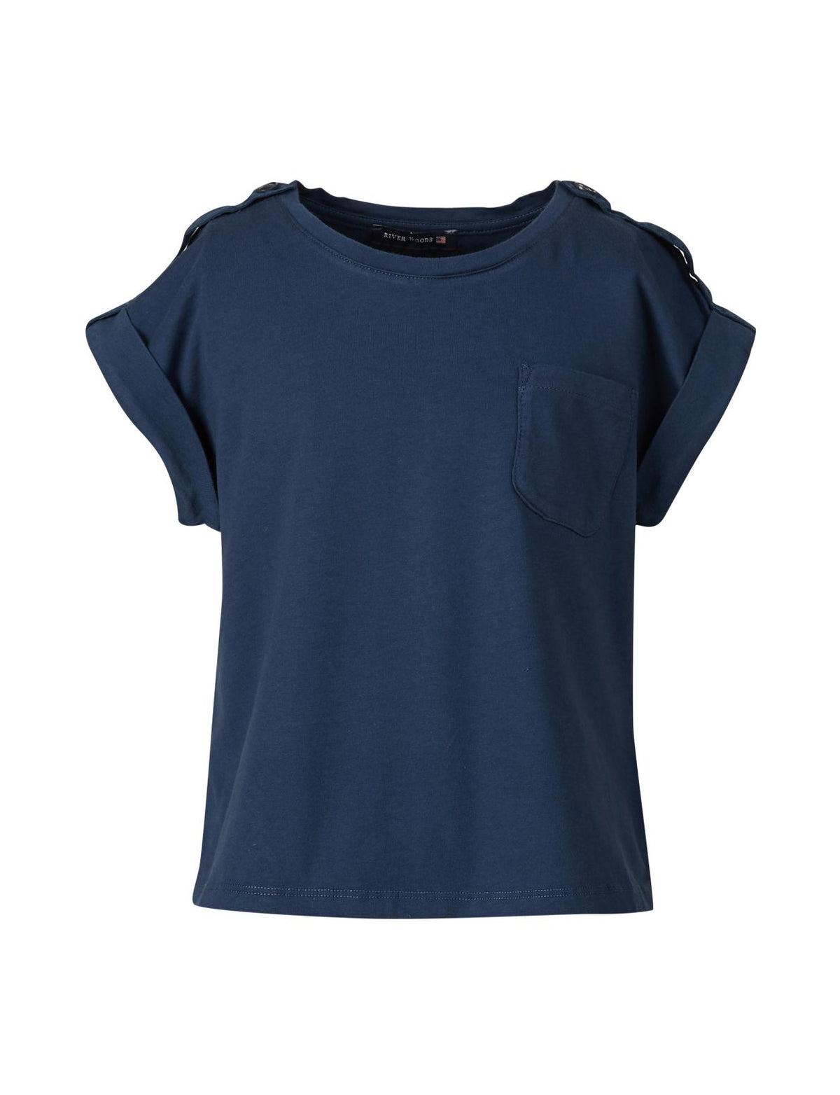 Tee Chestpkt &amp; Shoulderstrap - Blauw