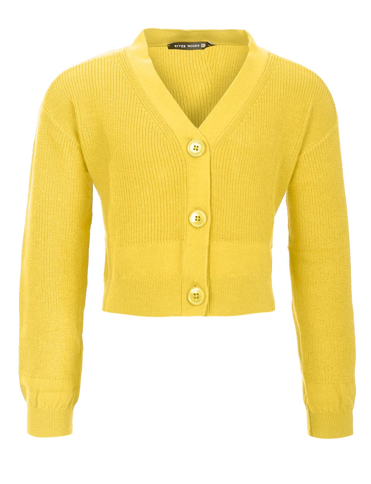 Short Yellow V-Neck Cardigan - Yellow