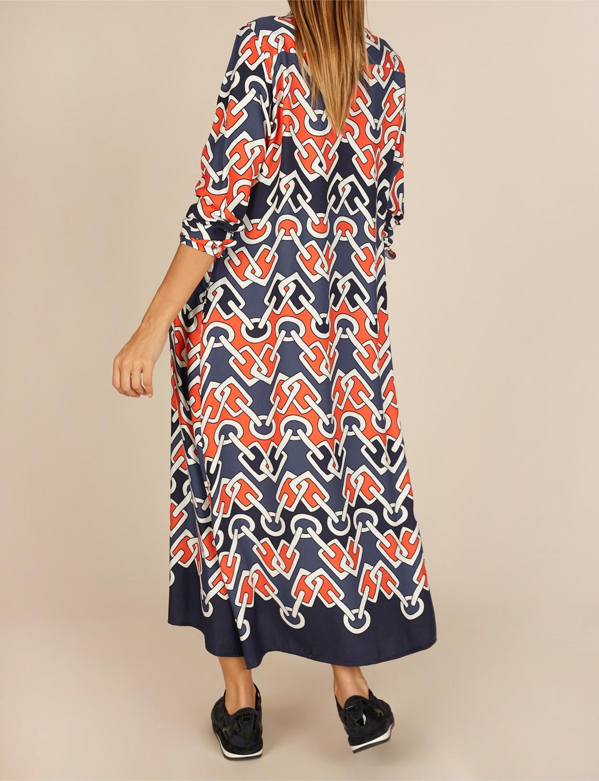 Long Viscose Dress In Multi - Meervoudig