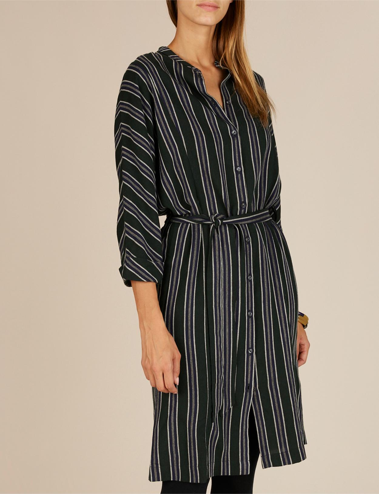 Kimono Sleeve Shirt Dress In Green - Groen