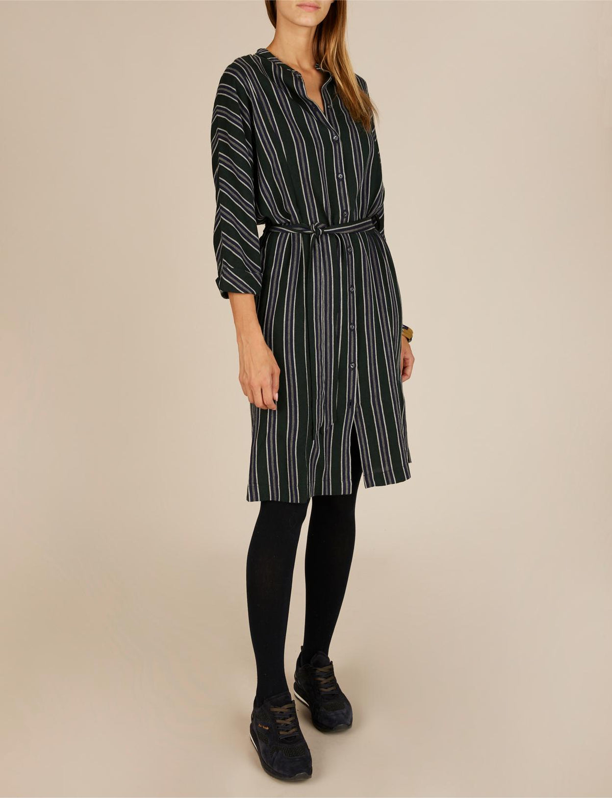 Kimono Sleeve Shirt Dress In Green - Groen