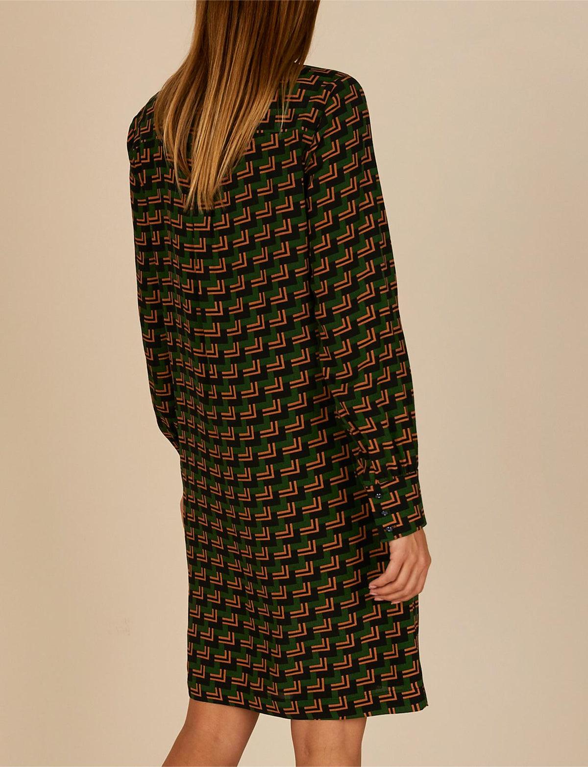 Printed Viscose Dress In Green - Vert