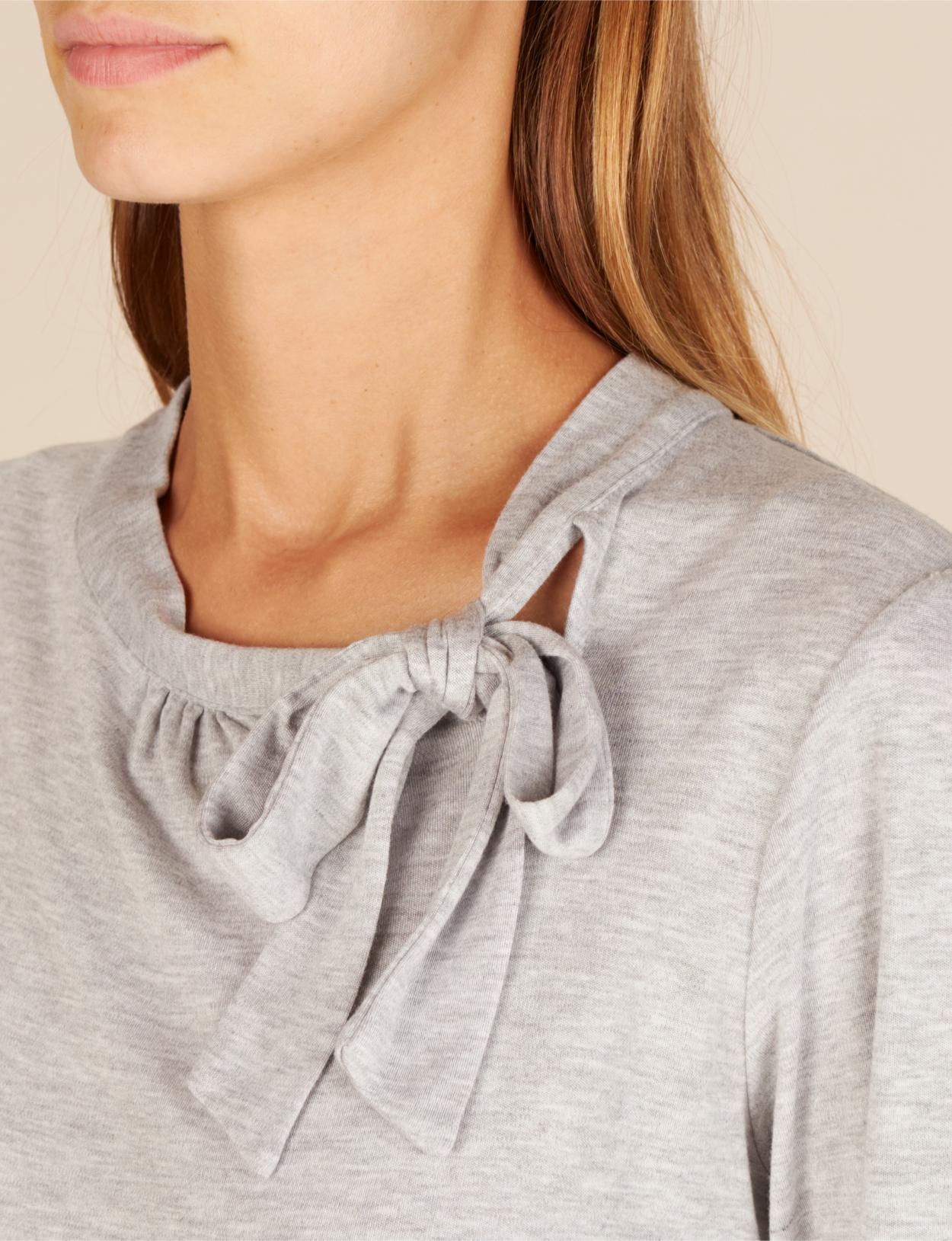 T-Shirt With Bow In Grey - Grijs