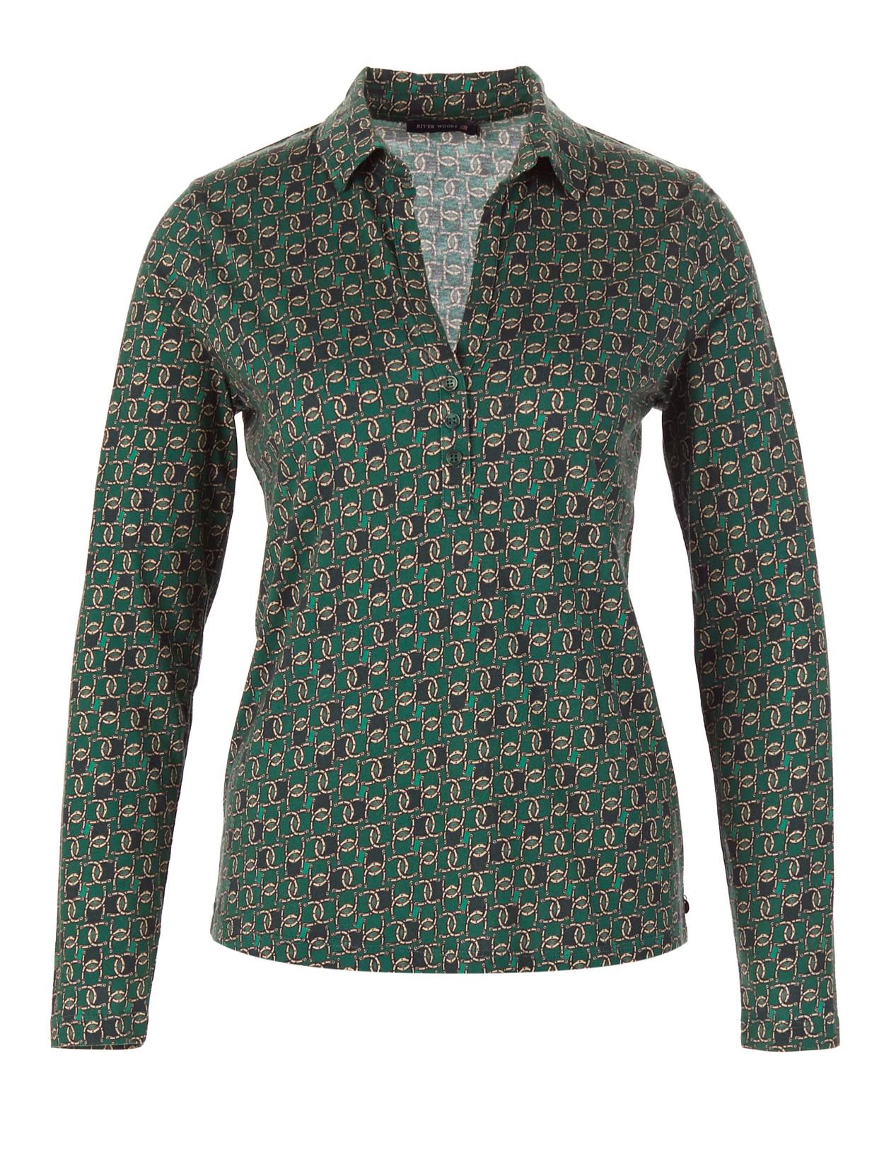 Long Sleeve Polo T-Shirt In Green - Groen