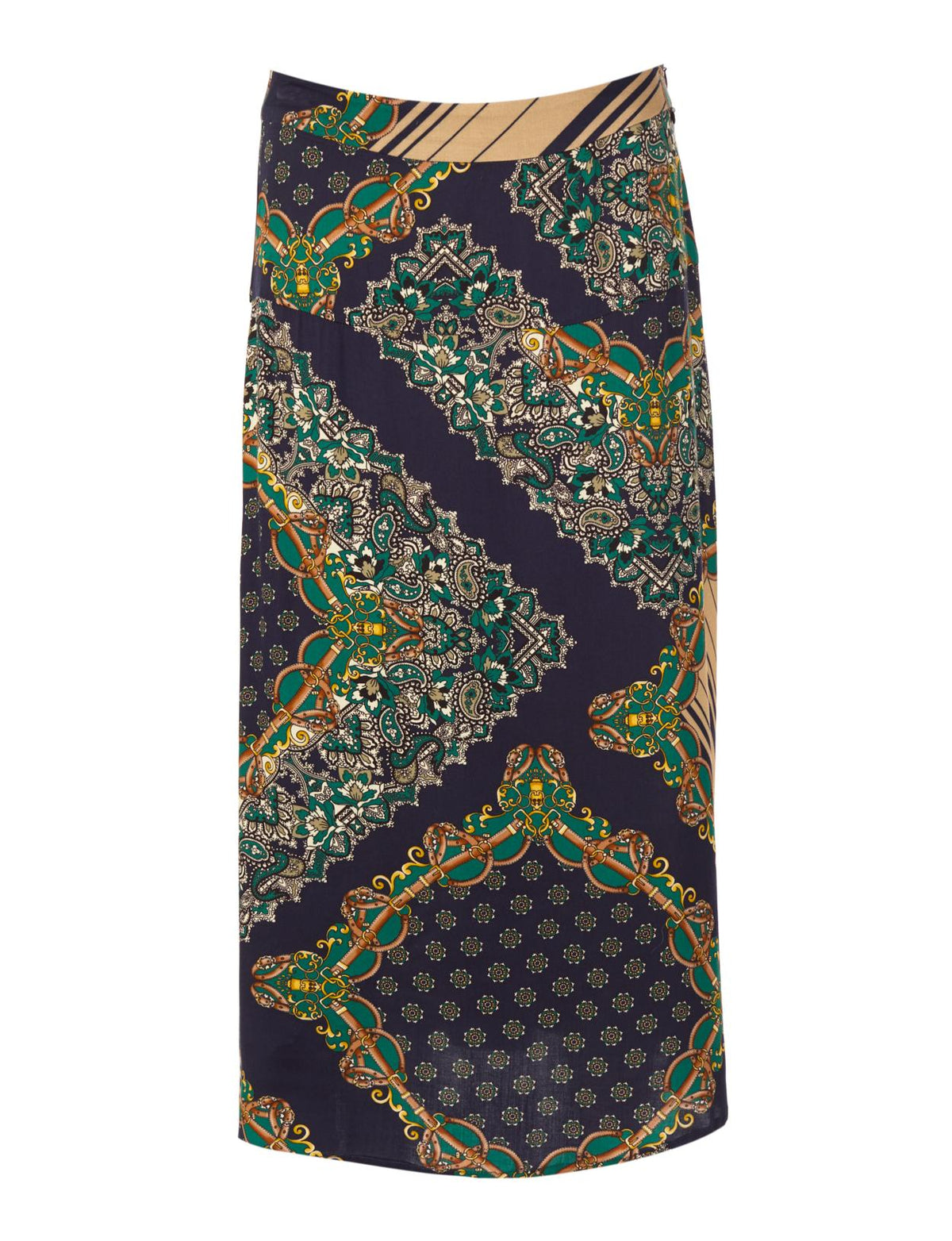 Viscose Midi Skirt In Blue - Blauw