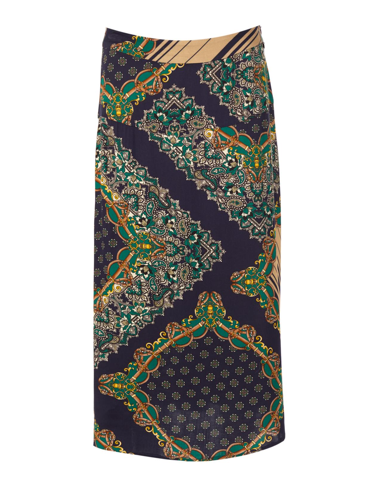 Viscose Midi Skirt In Blue - Blauw