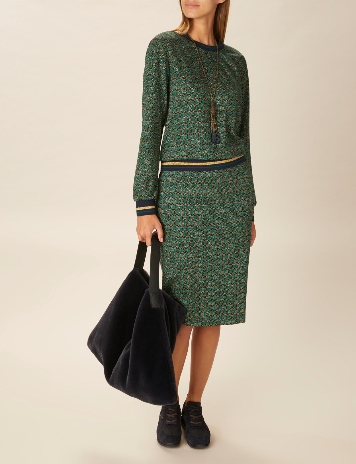 Skirt With Glitter Details In Green - Groen