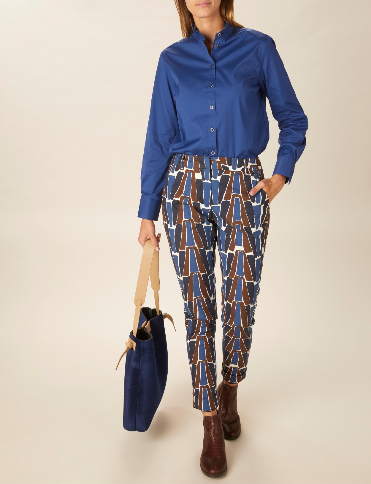 Cotton Chino Pants In Blue - Bleu