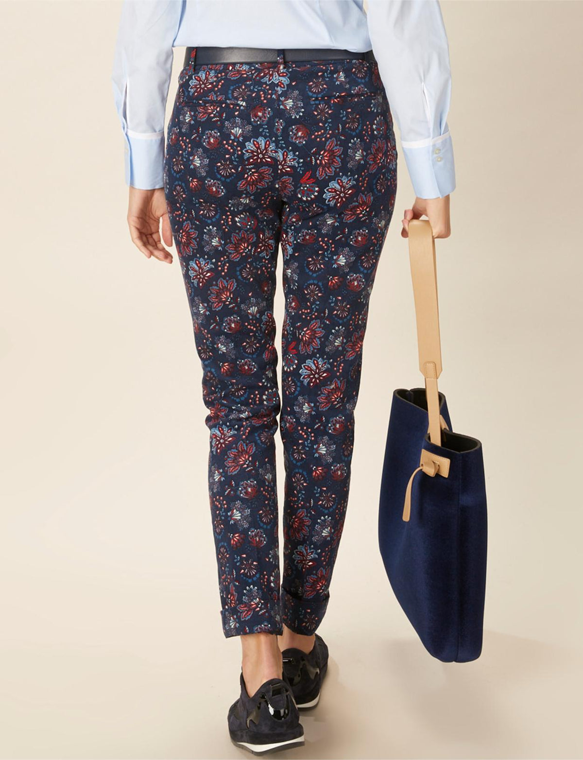 Cotton Chino Pants In Blue - Bleu