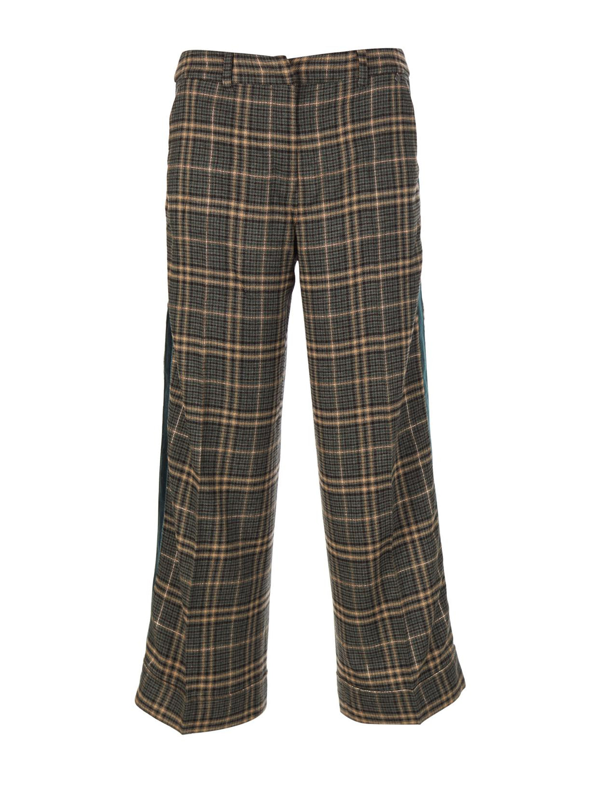 Wide Checkered Pants In Green - Groen