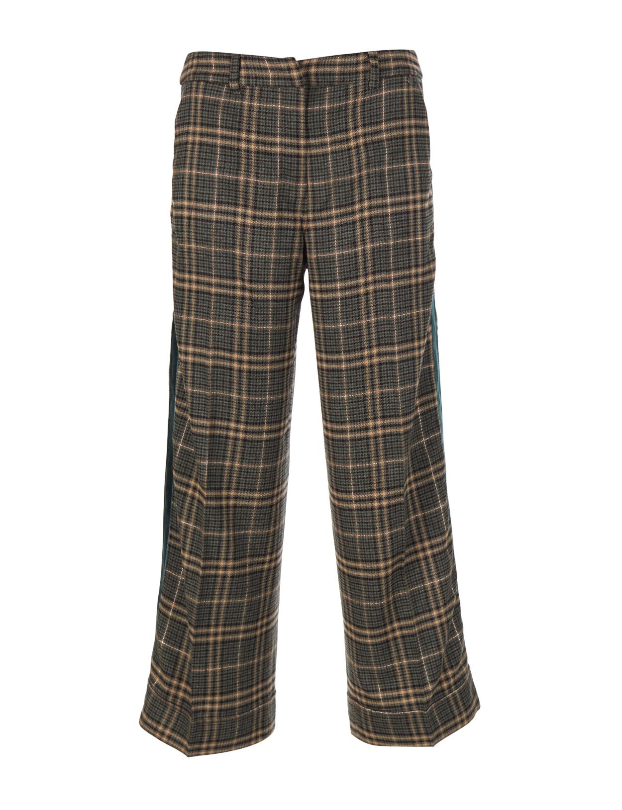 Wide Checkered Pants In Green - Groen