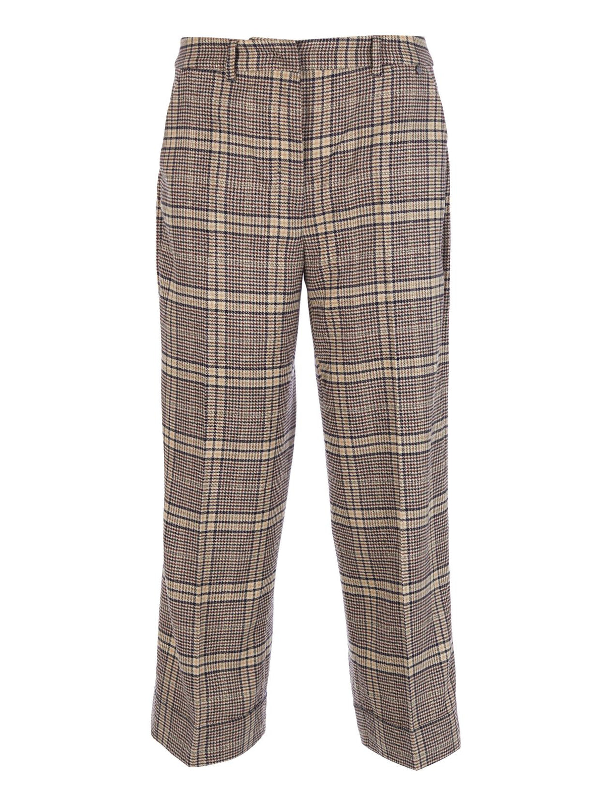Wide Checkered Pants In Brown - Bruin