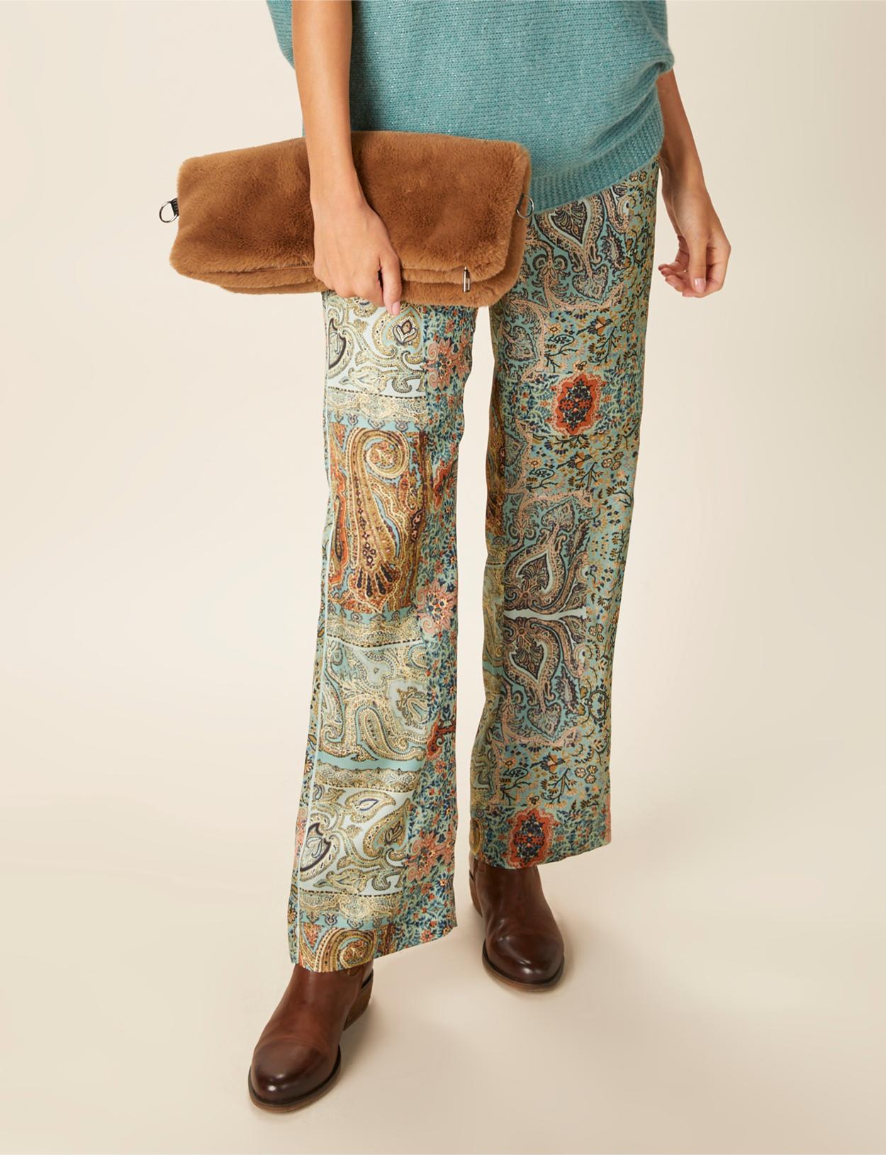 Straight Viscose Pants In Multi - Meervoudig