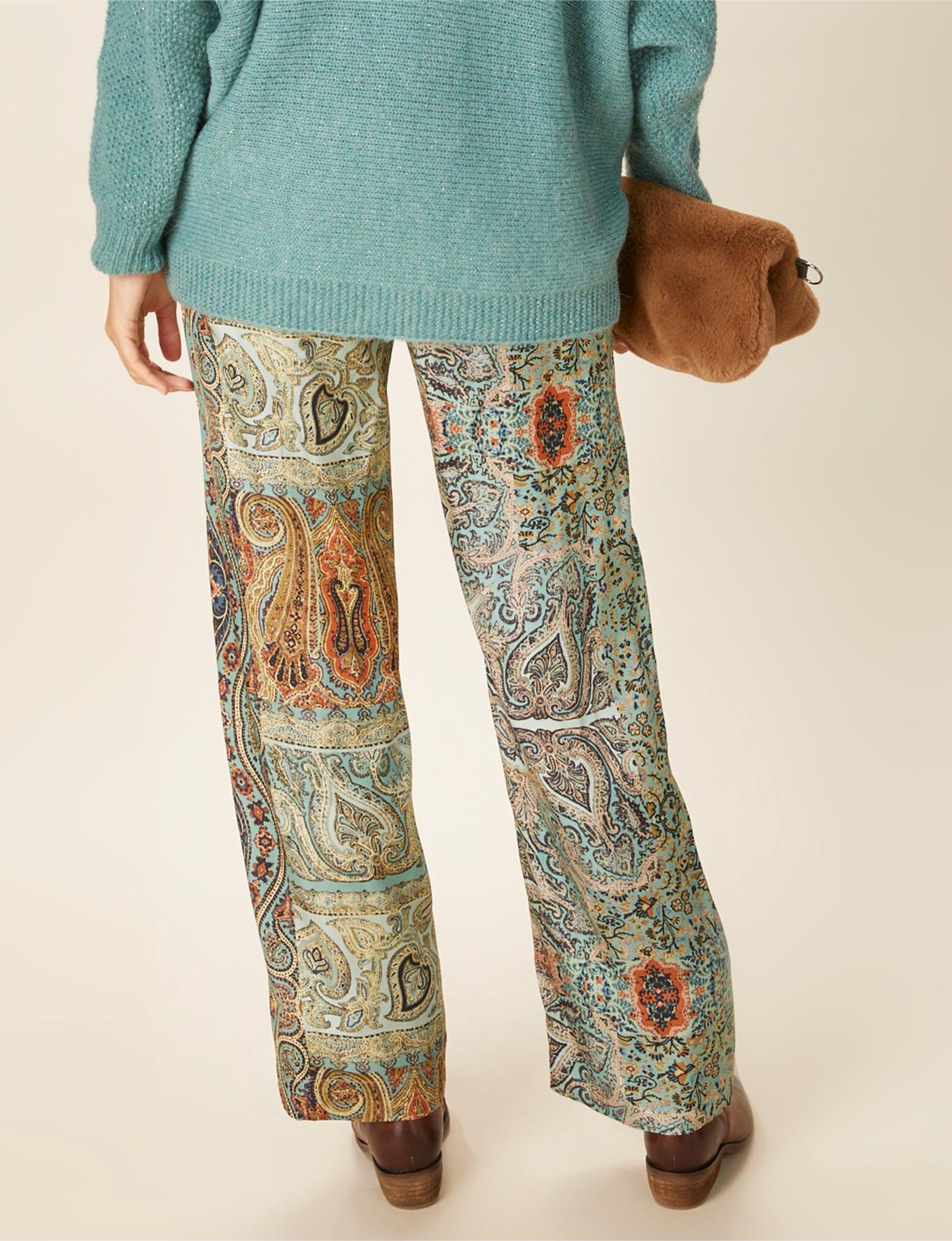 Straight Viscose Pants In Multi - Meervoudig