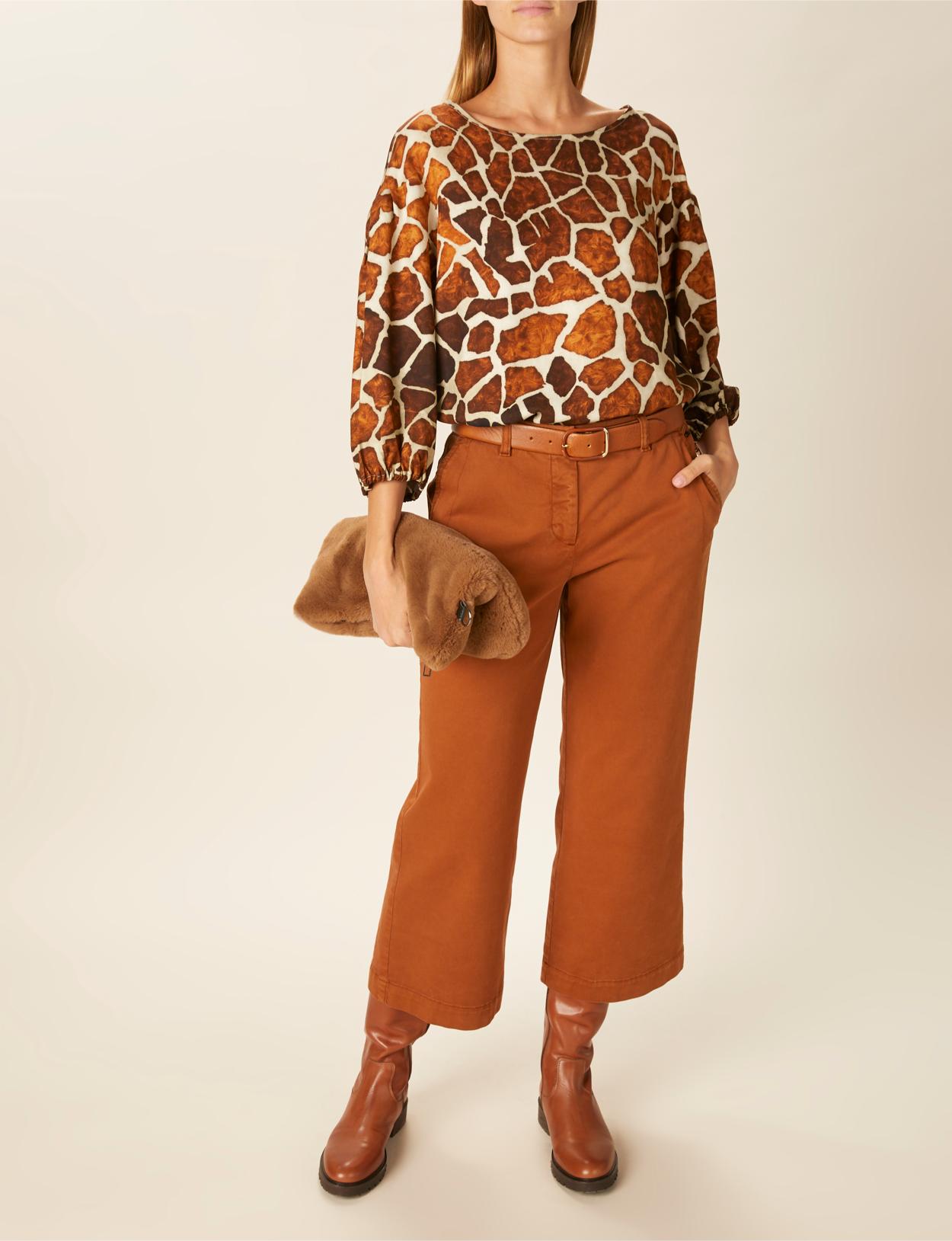 Wide Cotton Pants In Brown - Marron