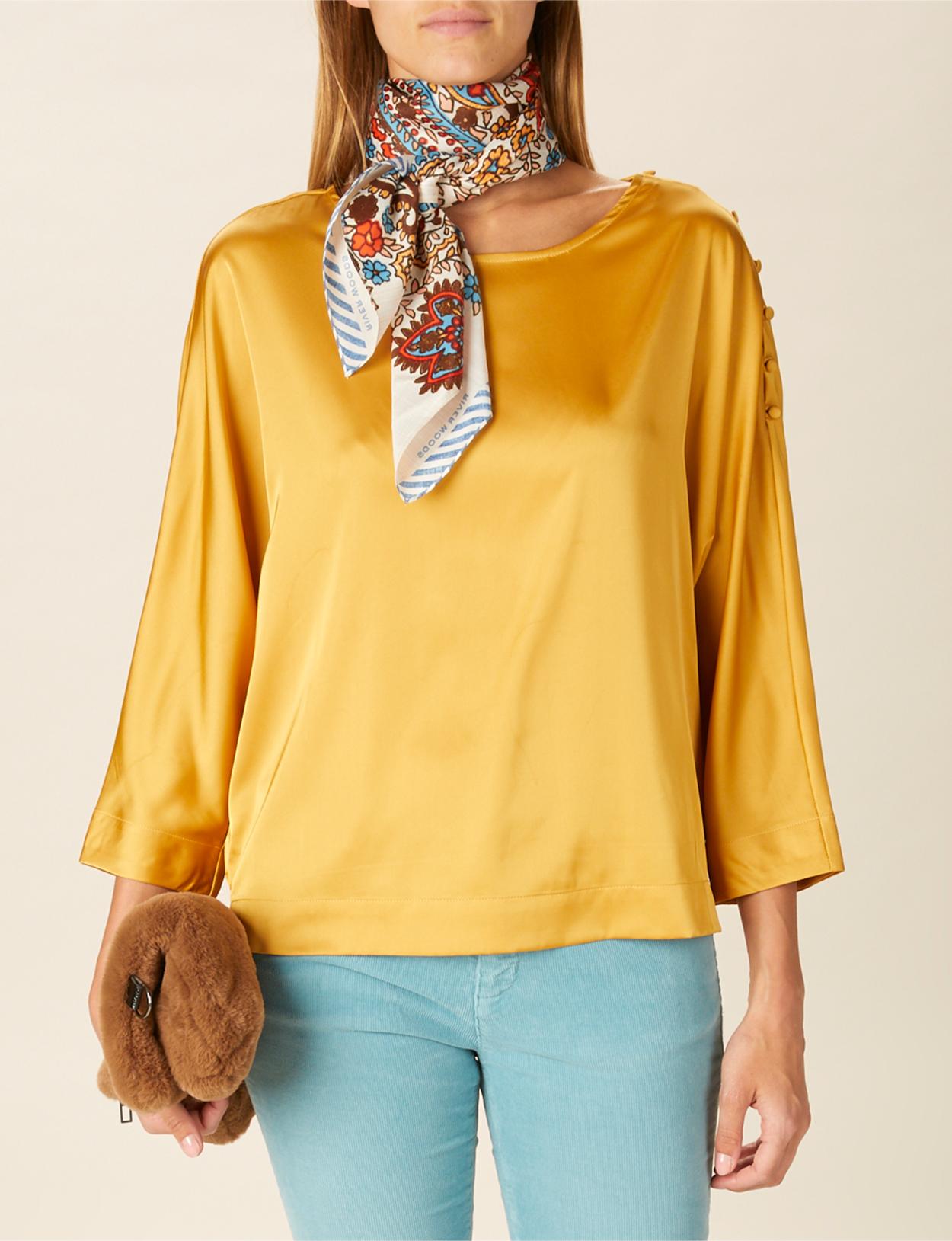 Boat Neck Popover Shirt In Yellow - Geel