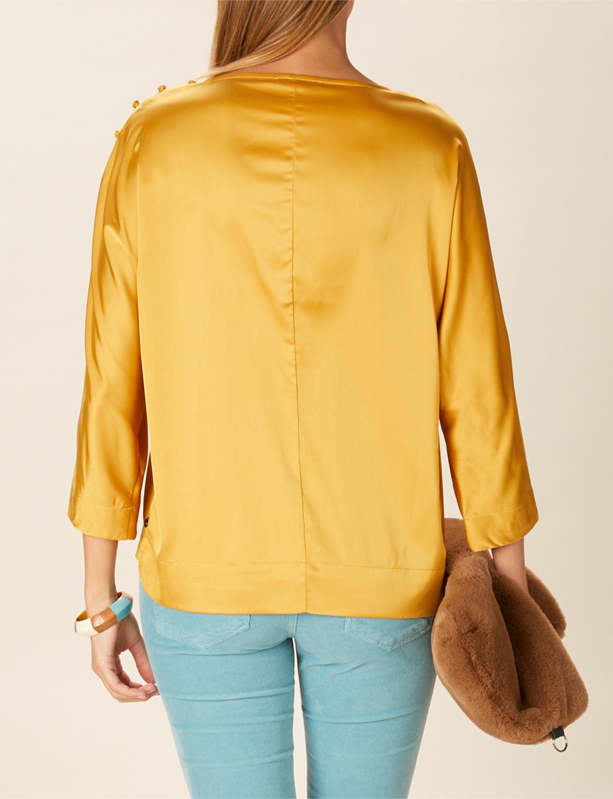 Boat Neck Popover Shirt In Yellow - Geel