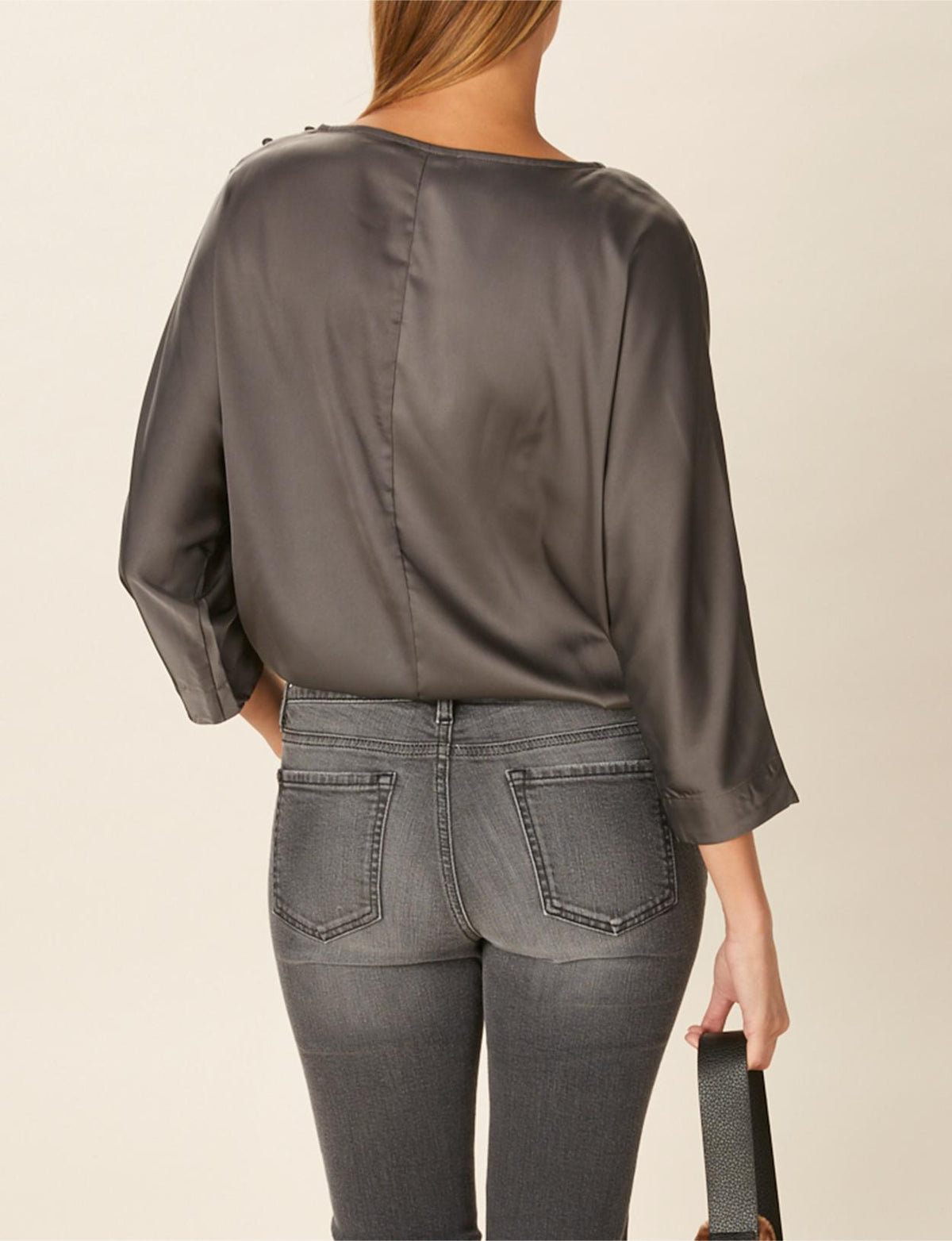 Boat Neck Popover Shirt In Grey - Gris