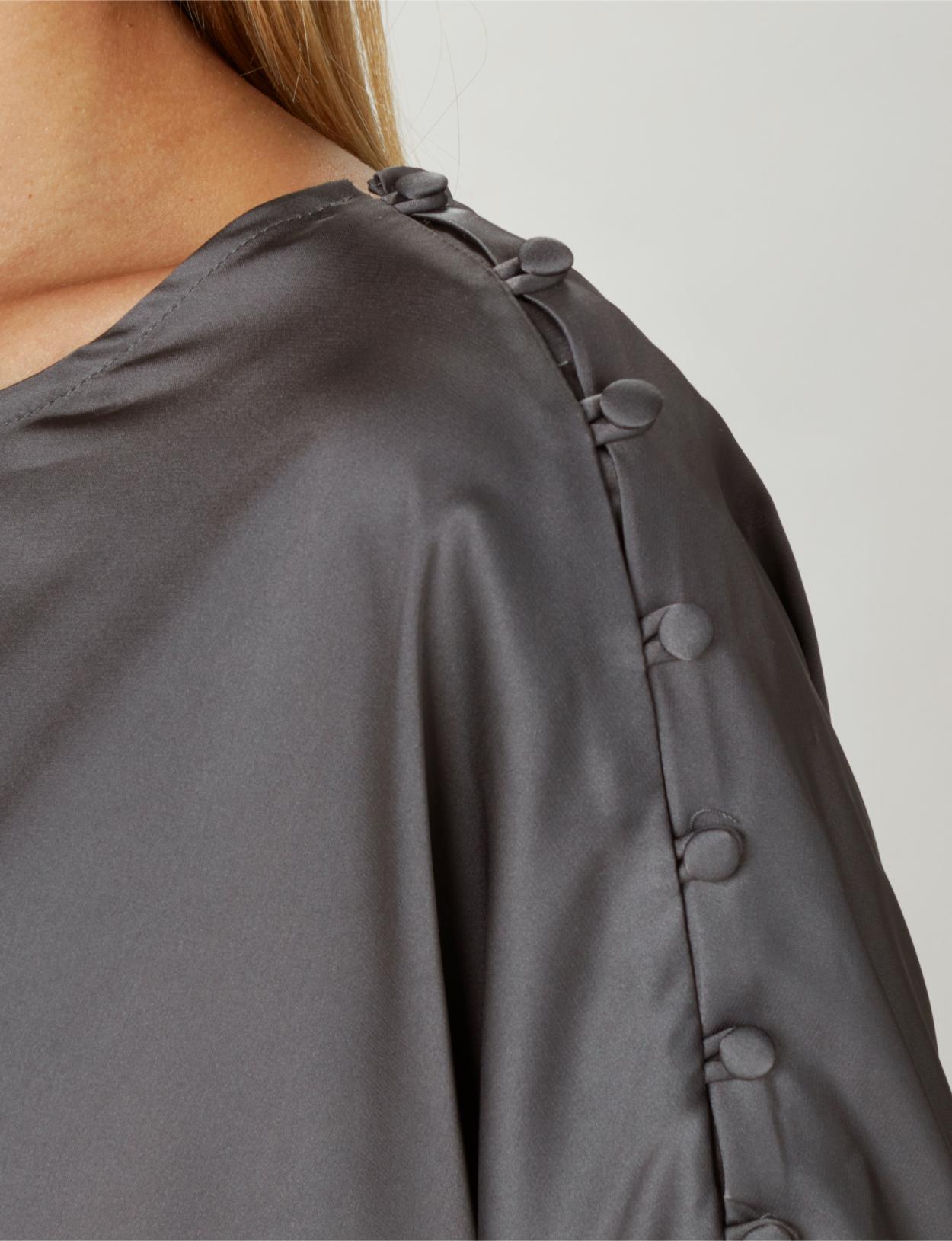 Boat Neck Popover Shirt In Grey - Gris