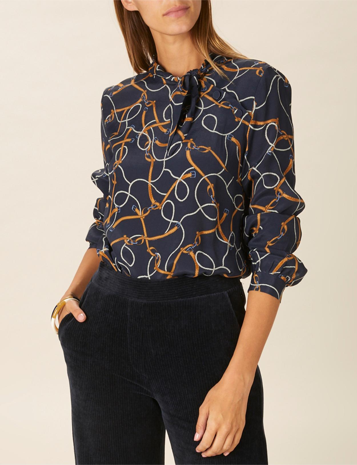 Viscose Sjaalshirt In Blauw - W