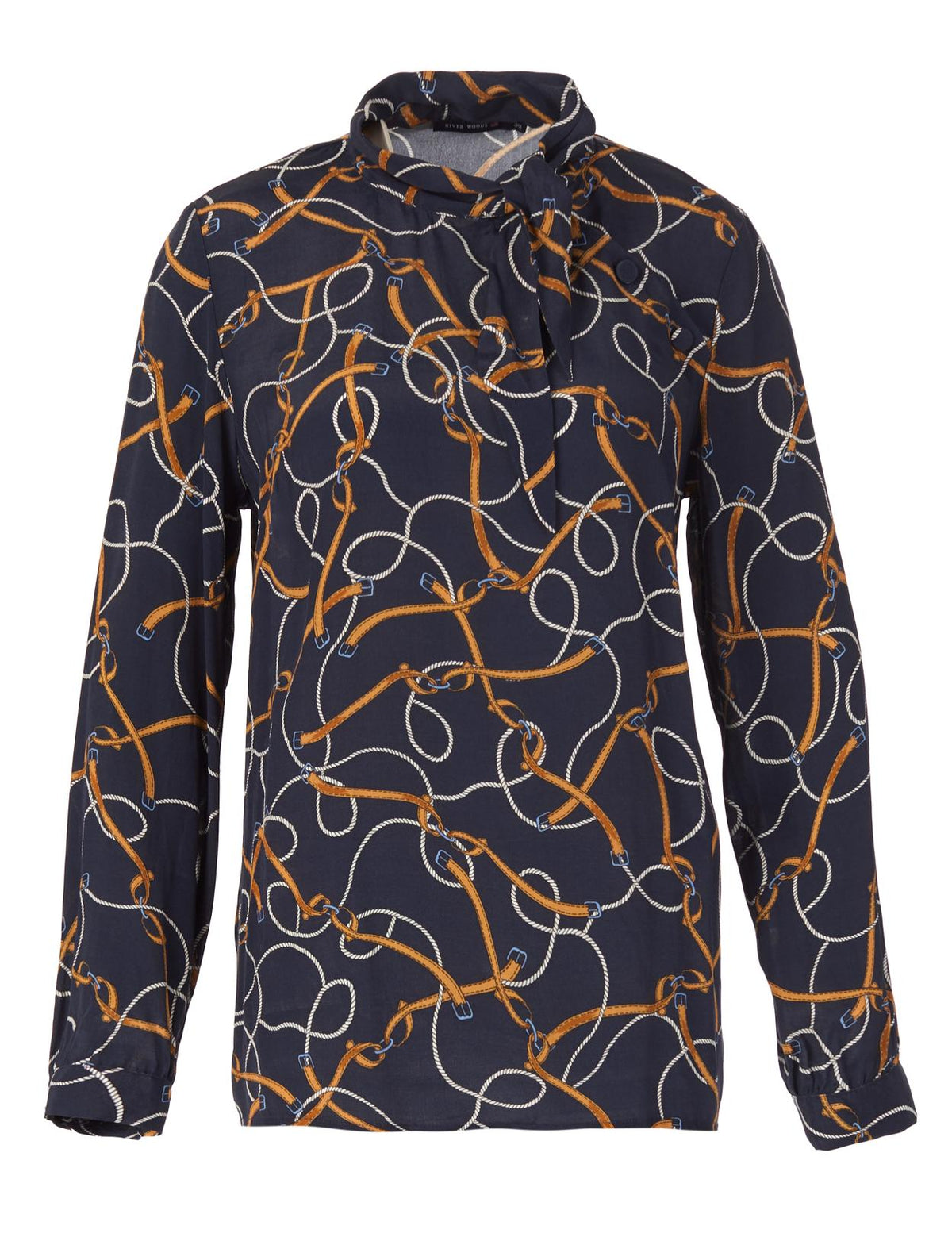 Viscose Scarf Shirt In Blue - Blauw