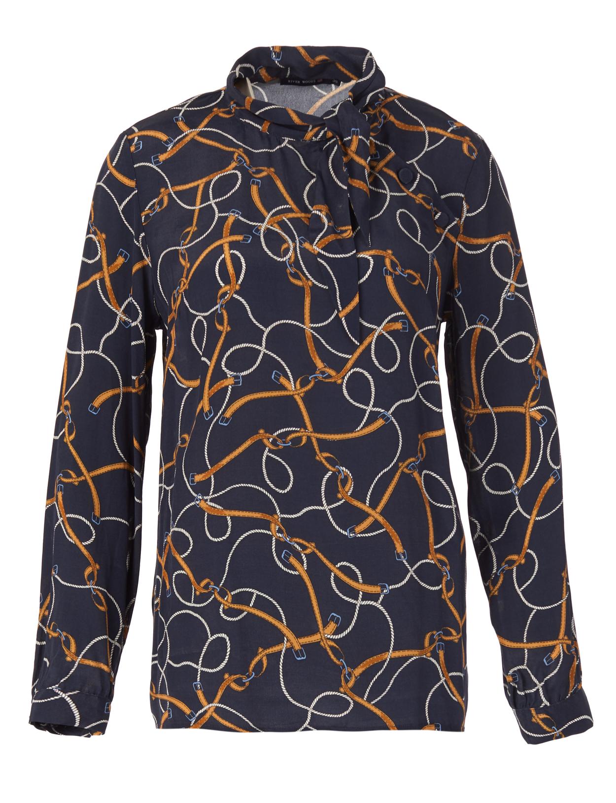 Viscose Scarf Shirt In Blue - Blauw