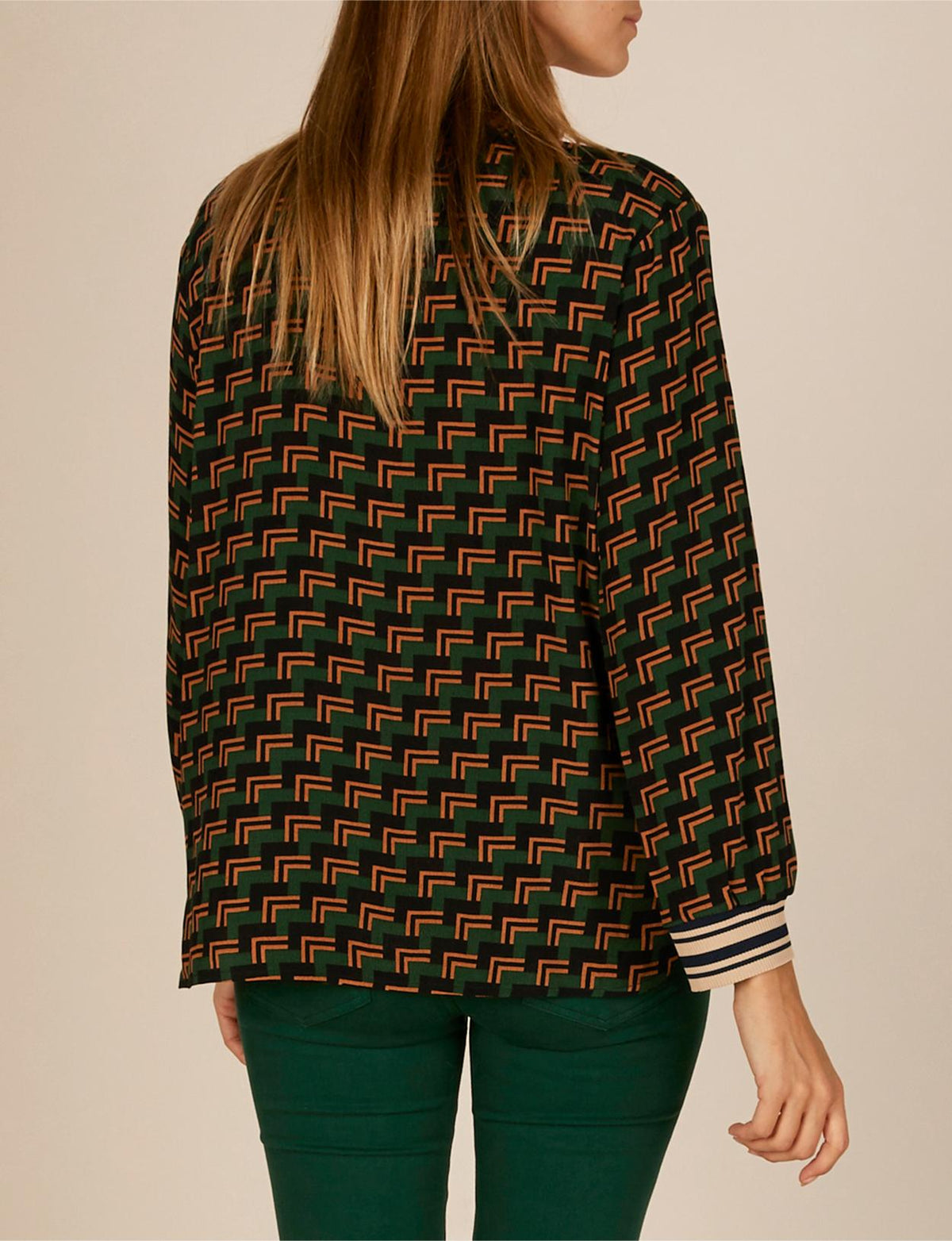 Patterned Popover Shirt In Green - Vert