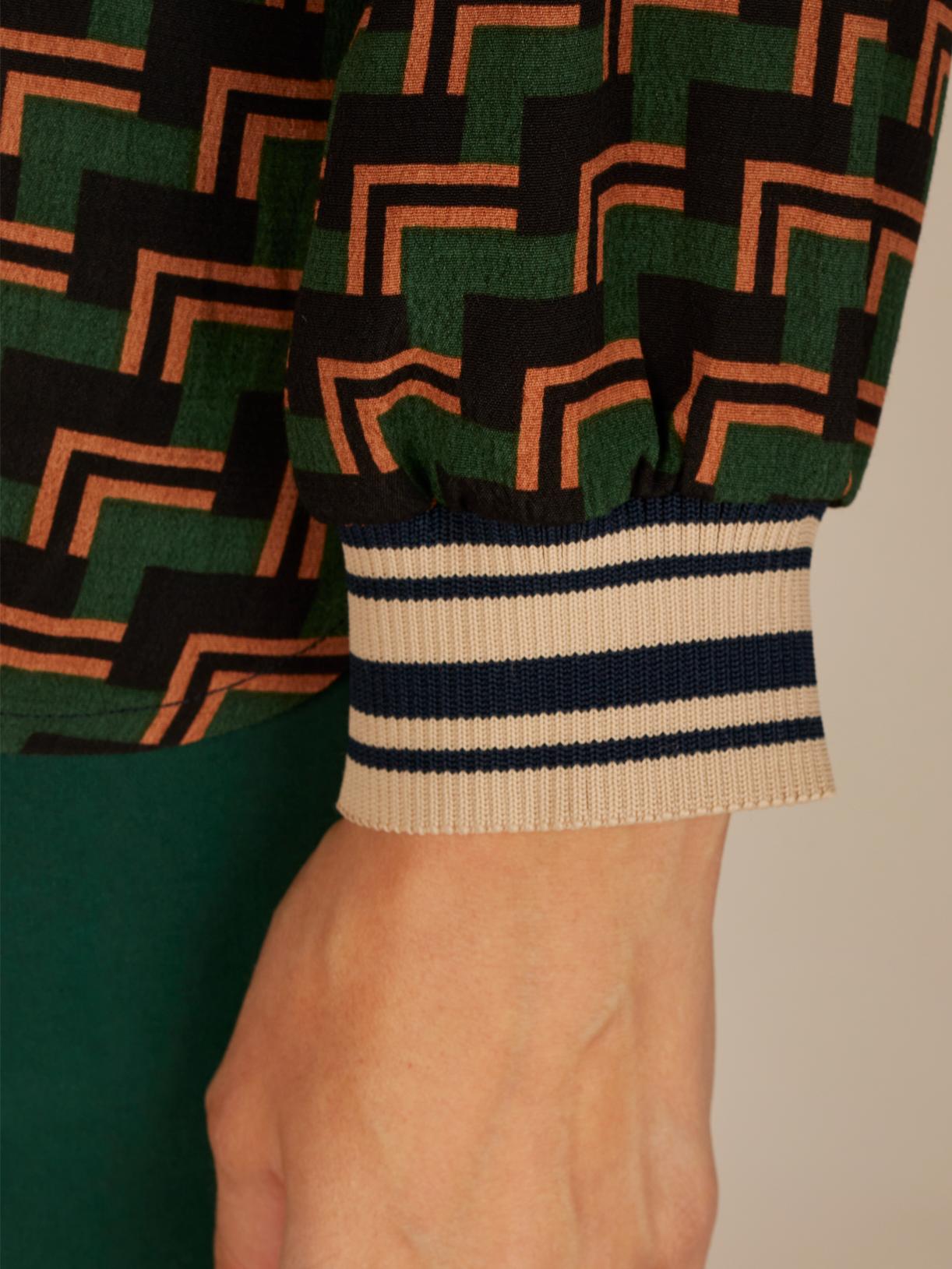 Patterned Popover Shirt In Green - Vert