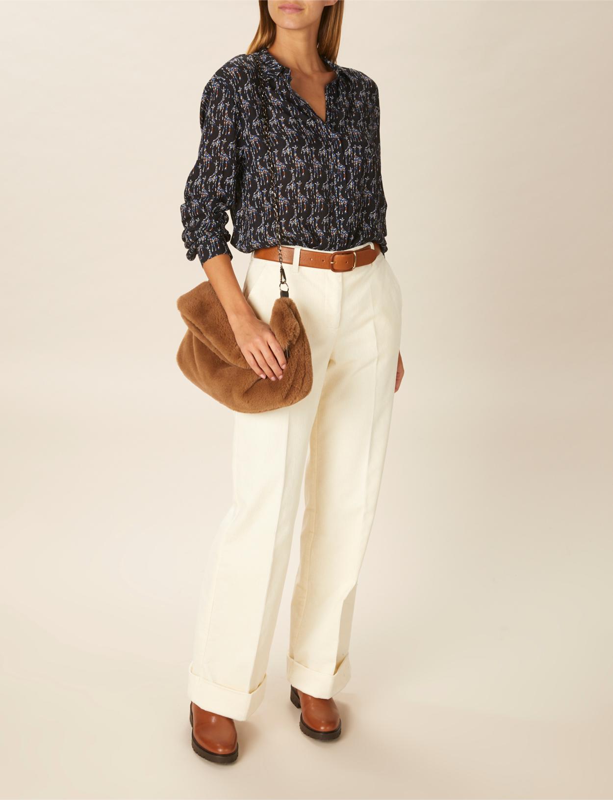 Oversized Shirt With Chest Pocket In Blue - Bleu