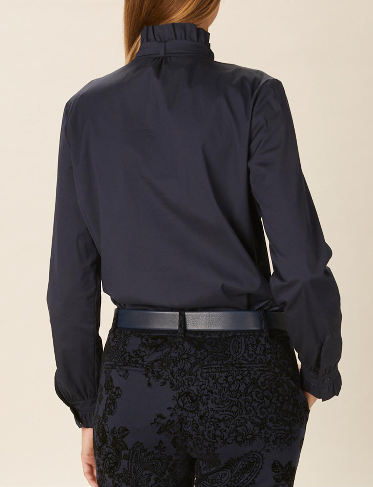 Cotton Bow Tie Shirt In Blue - Bleu