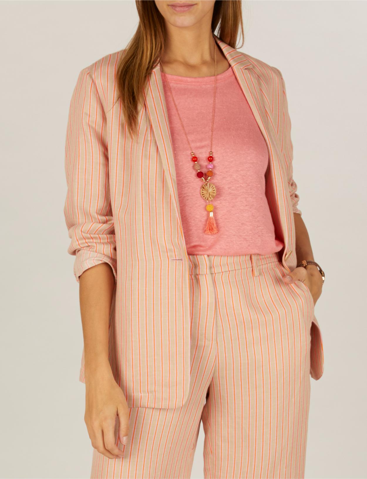 Light Striped Blazer In Brown - Bruin