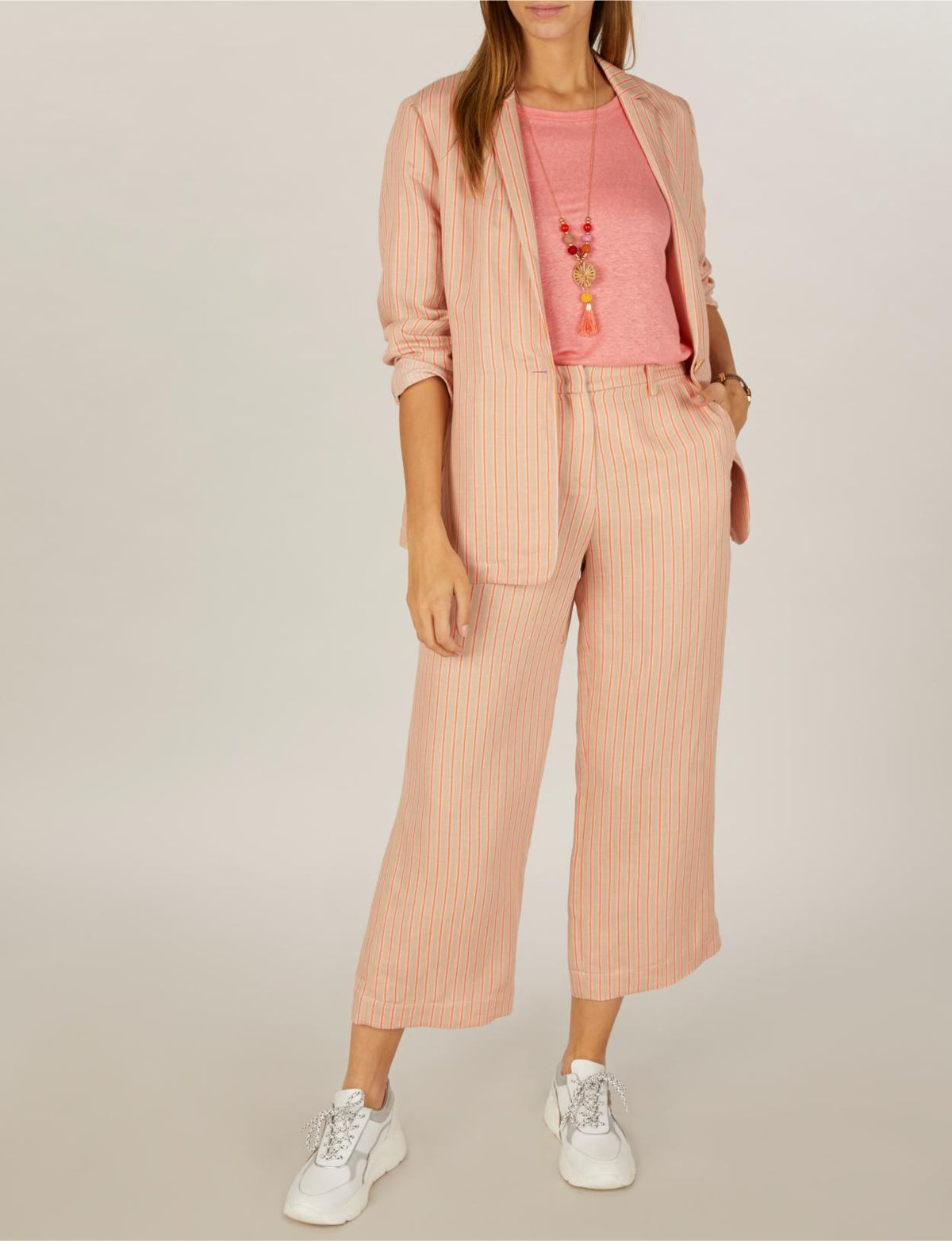 Light Striped Blazer In Brown - Bruin