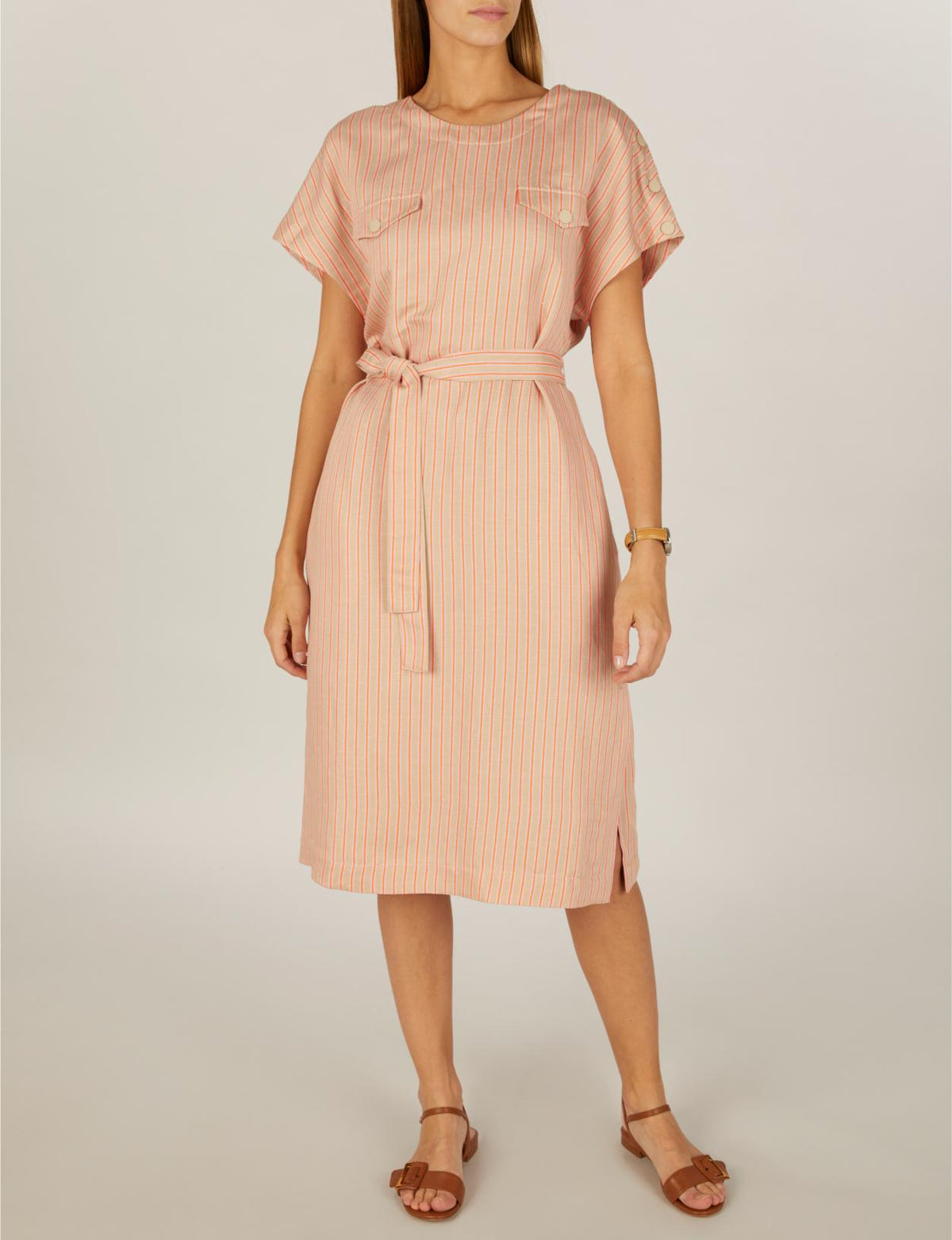 Dress With Shoulder Buttons In Brown - Bruin