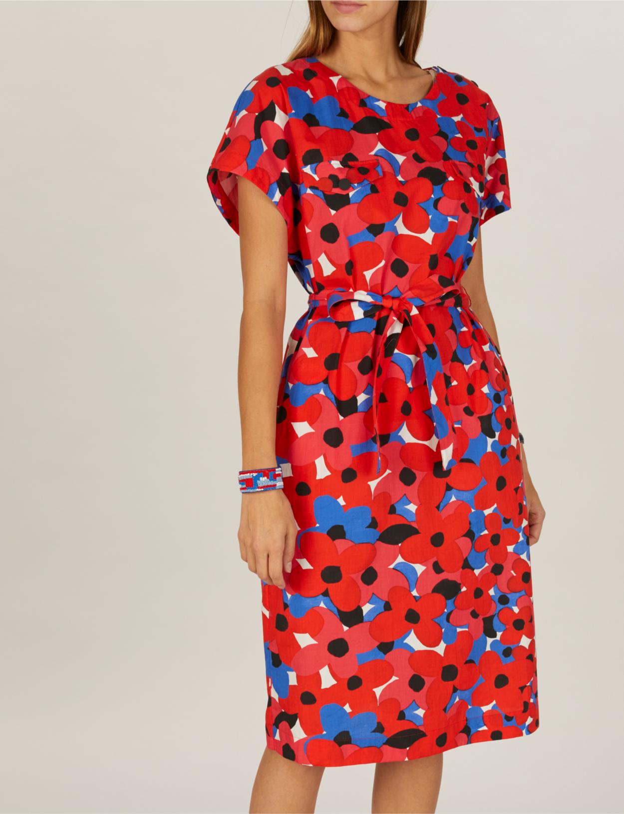 Dress With Shoulder Buttons In Red - Rood