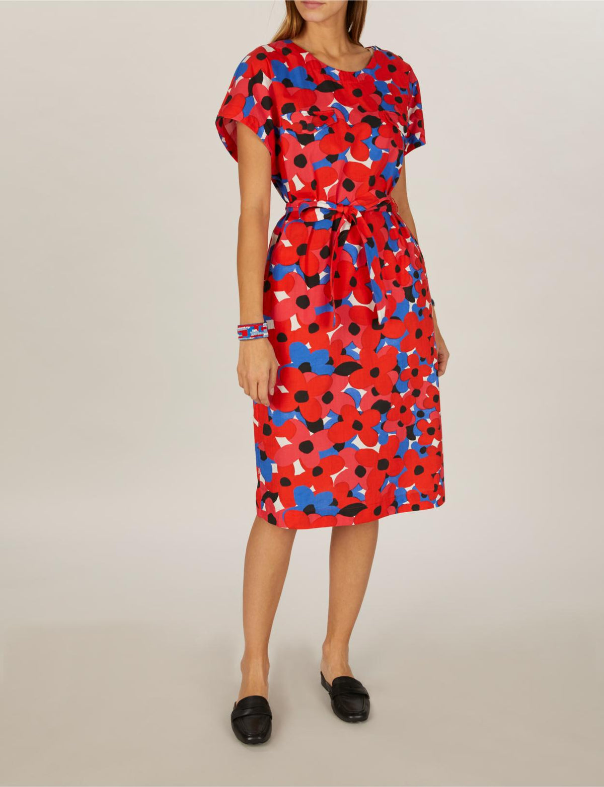 Dress With Shoulder Buttons In Red - Rood
