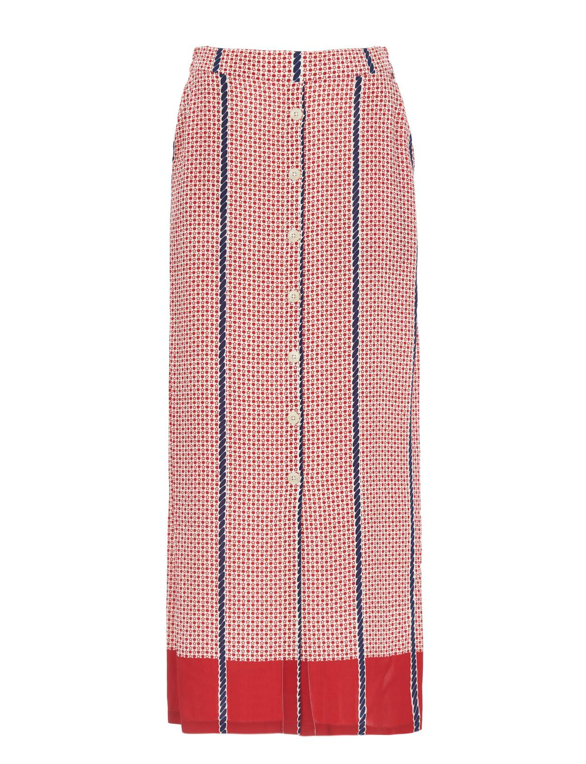 Long Skirt With Side Slits In Red - Rood