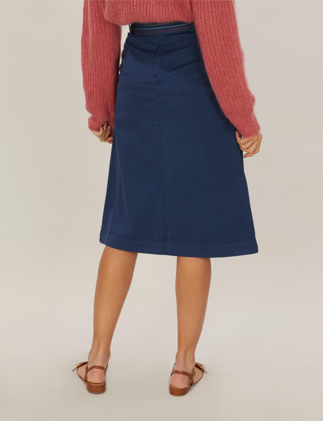 High Waist Midi Skirt In Blue