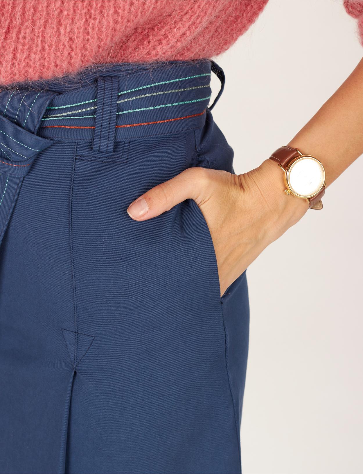 High Waist Midi Skirt In Blue