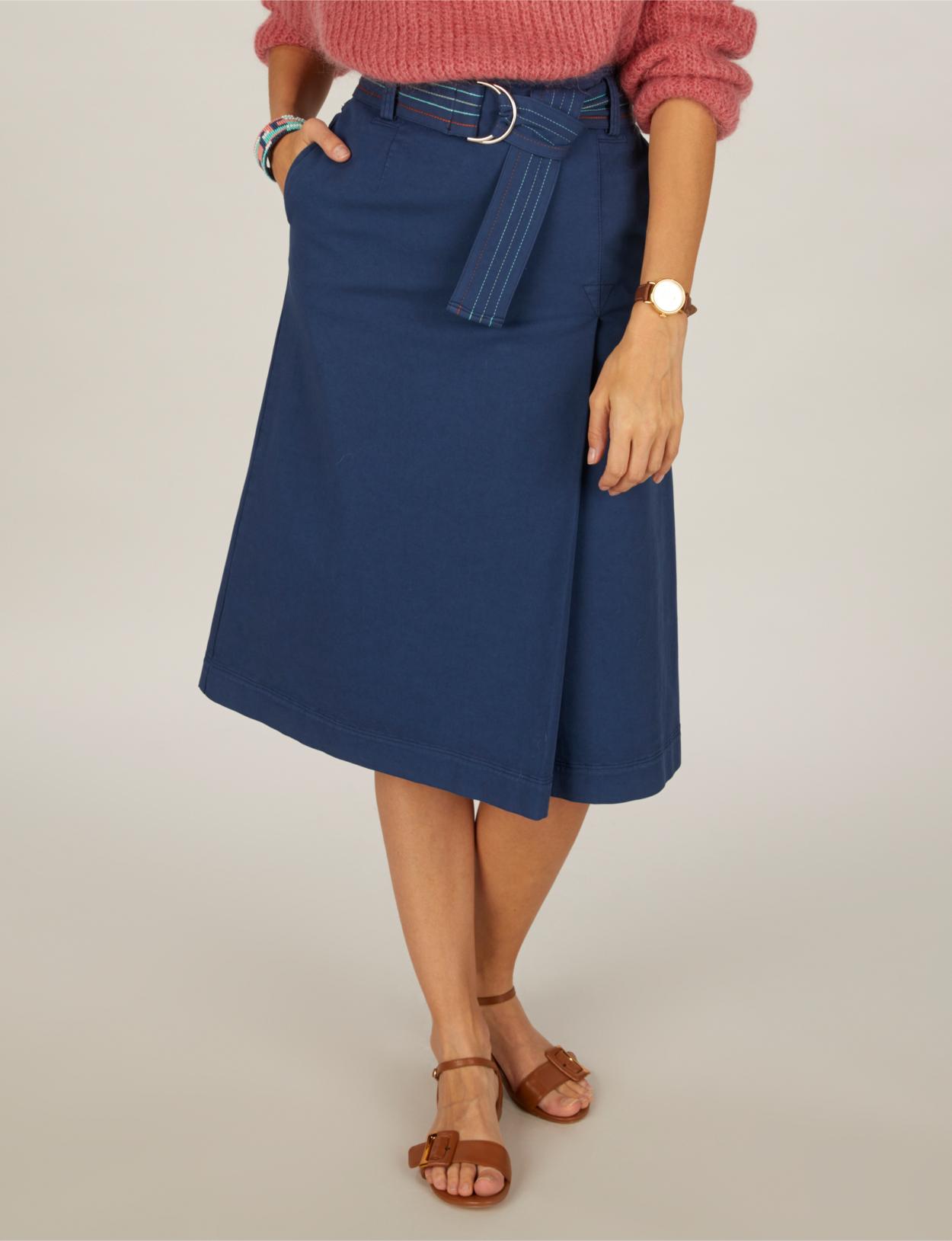 High Waist Midi Skirt In Blue