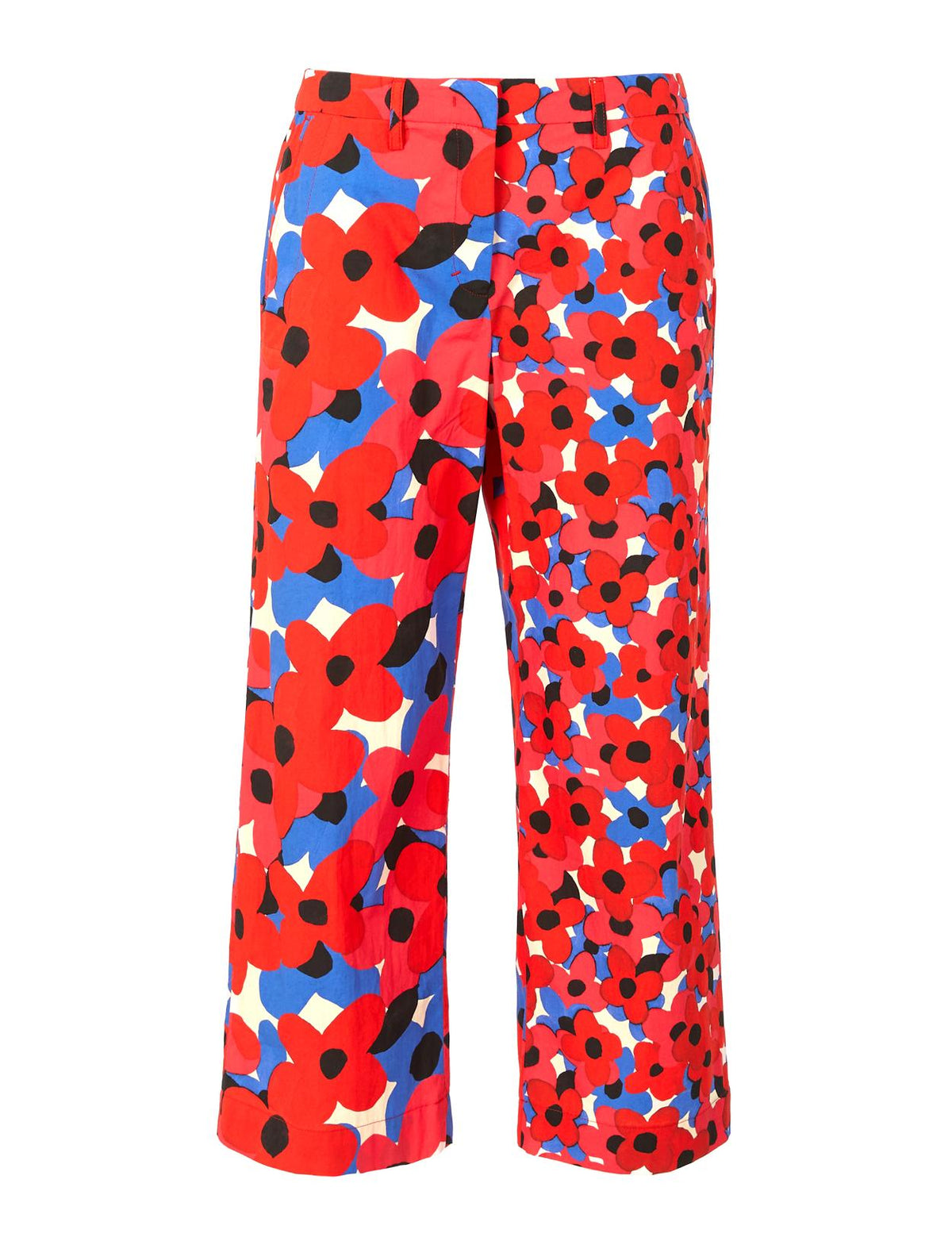 Wide Pants With Back Pocket In Red - Rood