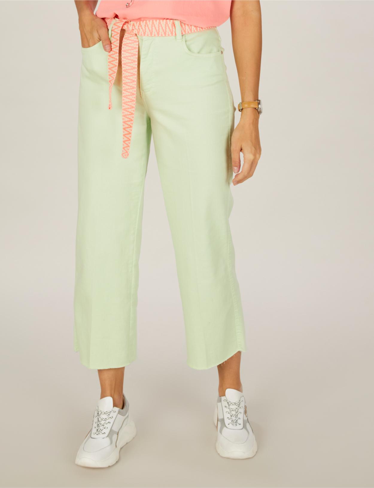 Wide Cotton Pants In Green - Groen
