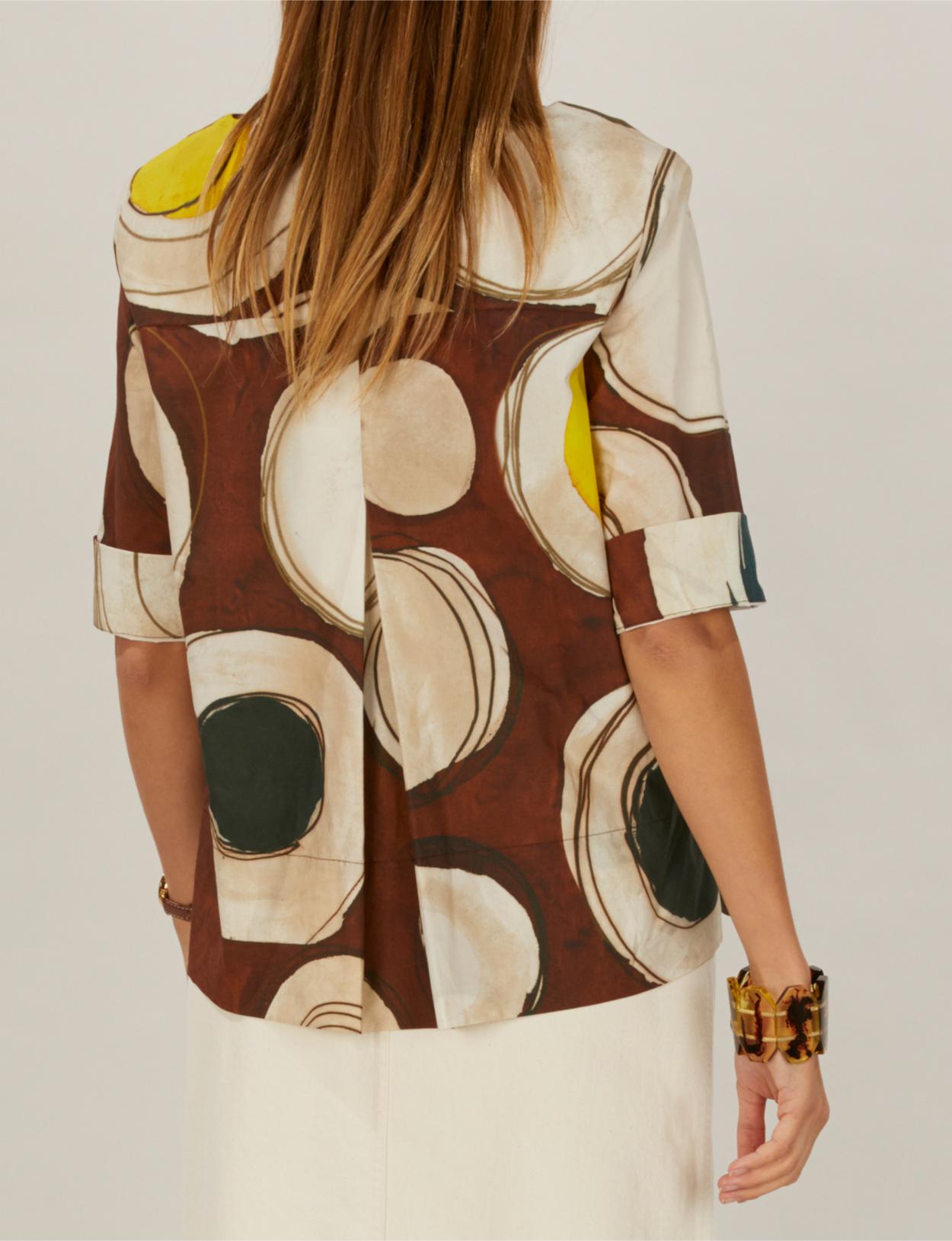 Cotton Popover Shirt In Brown