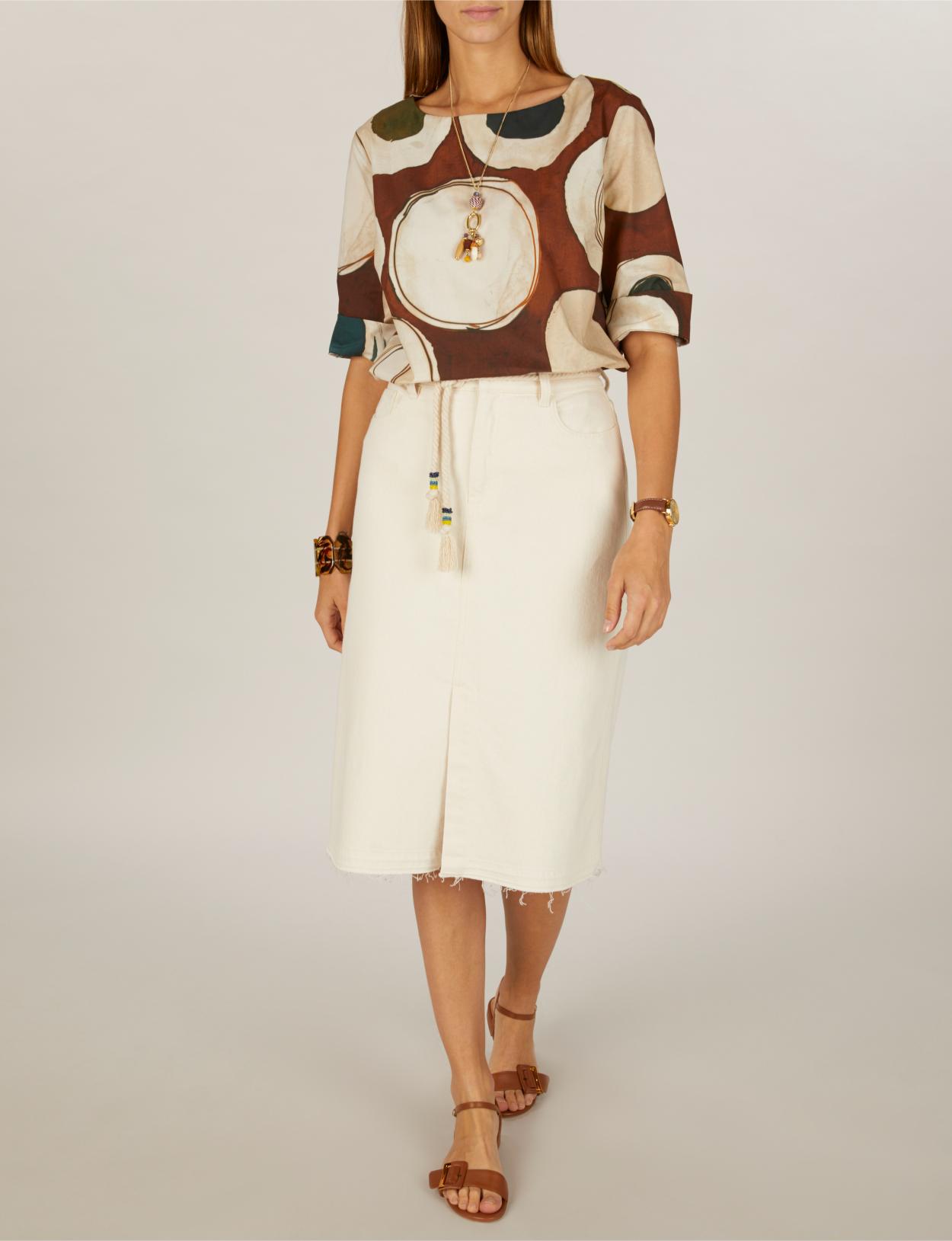 Cotton Popover Shirt In Brown