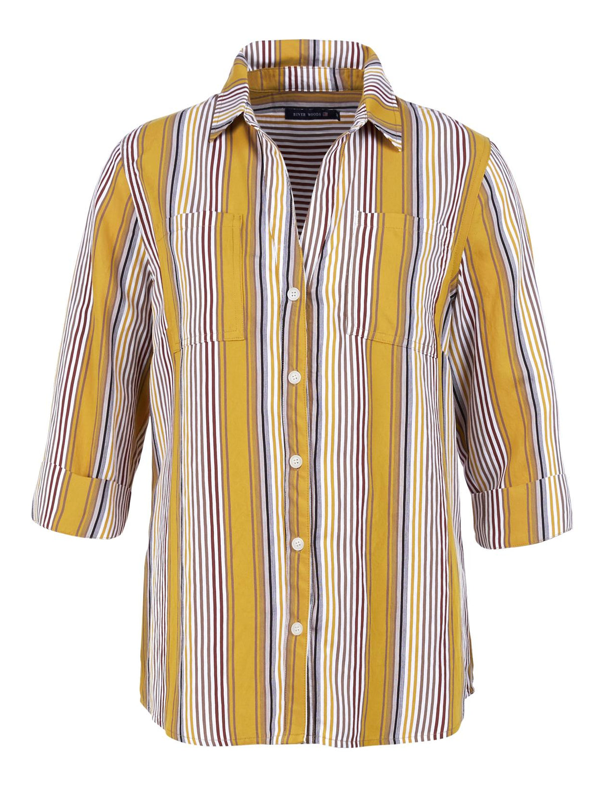 Shirt With Chest Pockets In Yellow - Geel