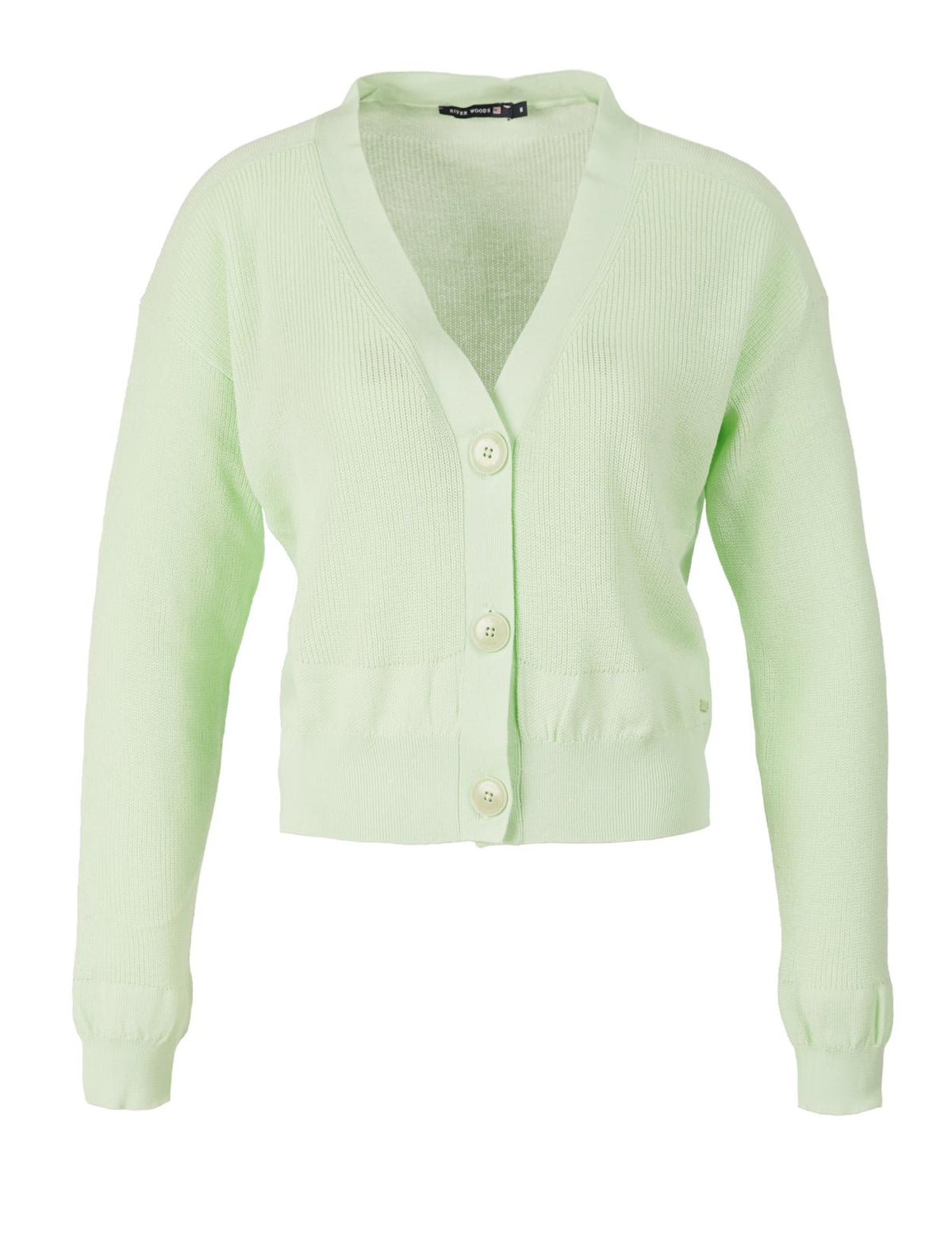 Short V-Neck Cardigan In Green - Groen
